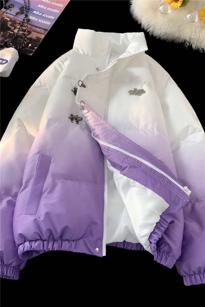 XZ-230-1MY58平铺宽松简约扎染渐变休闲立领机车面包服P128控158,男装棉衣,星座230-1