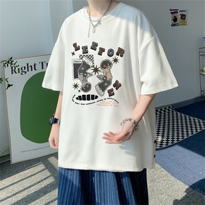 数据！夏季休闲印花T恤港风宽松冰丝透气短袖TK23913-P30控48图片