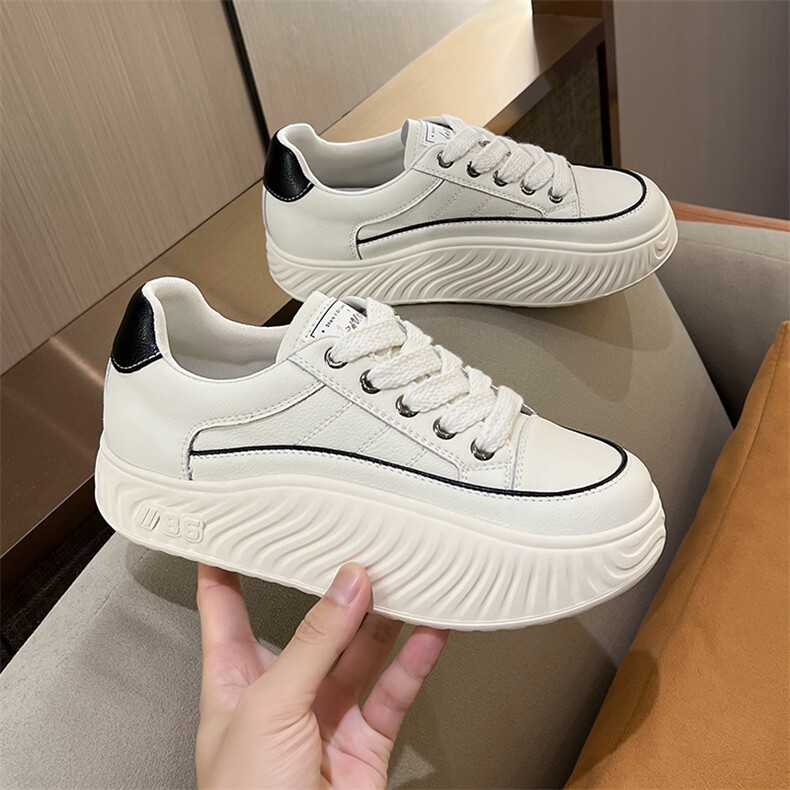 2023秋季新款厚底摇摇鞋韩版休闲学生单鞋时尚小白鞋潮板鞋，女鞋休闲鞋，电商A223