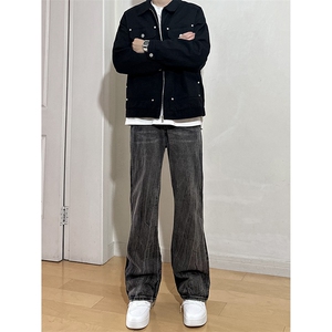 B221 美式ins高街暗黑重工艺宽松微喇牛仔裤 LK23128-P60 控78图片