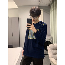 已有版权自家图纯棉情侣宽松圆领刺绣卫衣T恤男女WY18-特P35控58，男装T恤，星座205-5