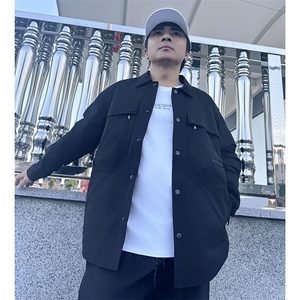 Y005衬衫大码夹克外套秋装休闲文艺中青年开衫多口袋薄款夹克外衣图片