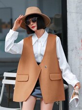 2022新款韩版时尚大版后开衩百搭羊毛双面呢马甲，女装马甲，L·H·X