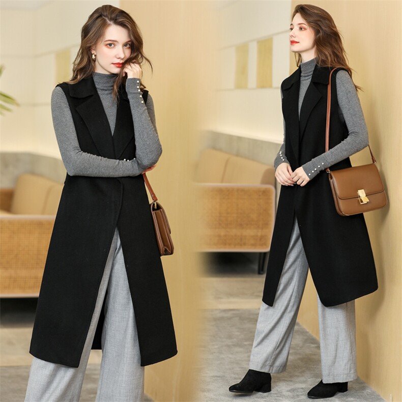 2024新款气质翻领一粒扣双面毛呢马甲，女装毛呢外套，阿舍尔精品