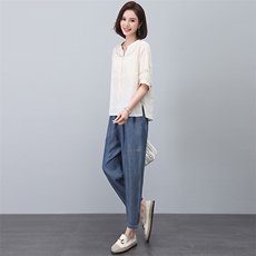 时尚套装女2023新款小个子显高妈妈气质阔太太今年流行两件套裤夏，女装套装/套裙，忆绮罗