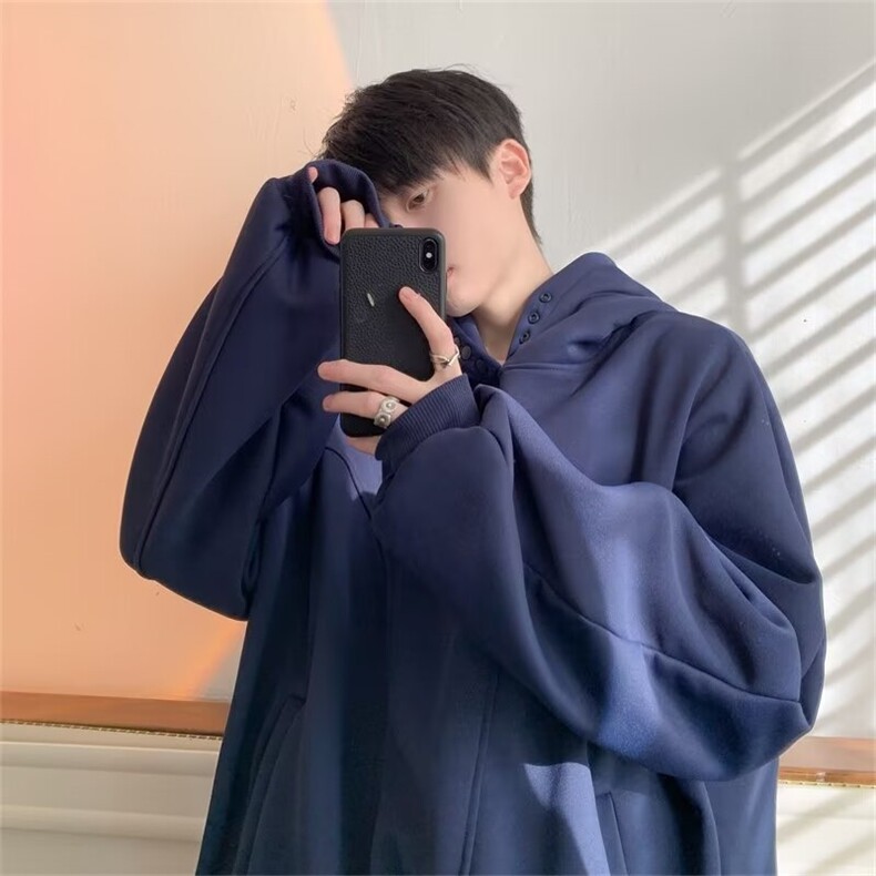 E33P50加绒卫衣学生2024年秋冬季美式痞帅帽衫衣服连帽图片