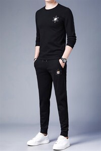中年爸爸运动套装男秋季新款圆领运动服中老年男士春秋卫衣两件套图片