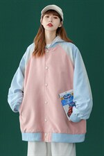 ！中性春季情侣拼接撞色宽松休闲情侣棒球夹克G410P65控88，男装夹克，A247A