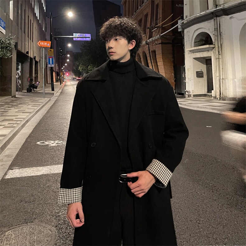 秋冬毛呢大衣男潮欧美痞帅风衣宽松中长外套MN00731/P100加棉P110，男装风衣，电商B316