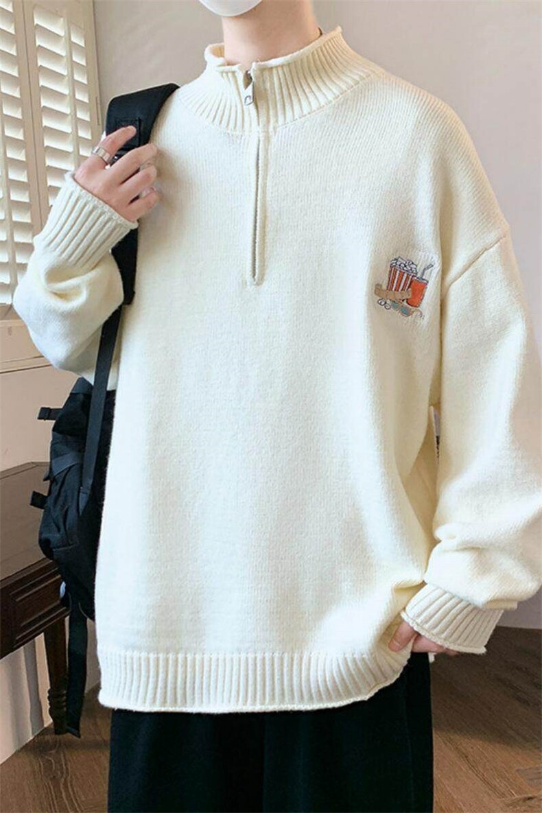 84675-P68半拉链毛衣男立领秋冬季新款韩版宽松套头针织衫,男装针织衫/毛衣,电商D310B