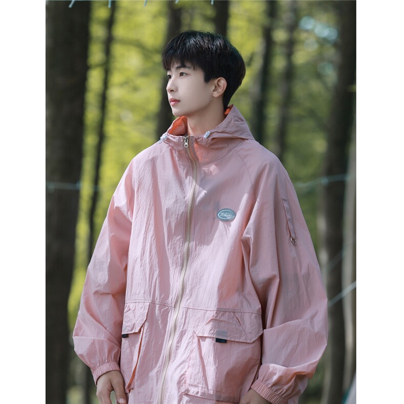 港风工装大口袋防晒衣男四角星金属点缀防晒服男FS77009P50控78，男装防晒衣，星座227-7