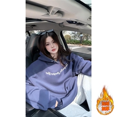 ！个性绣花拼接撞色卫衣冬季加绒连帽衫外套WR2250JR-P65控98，女装短外套，星座815A