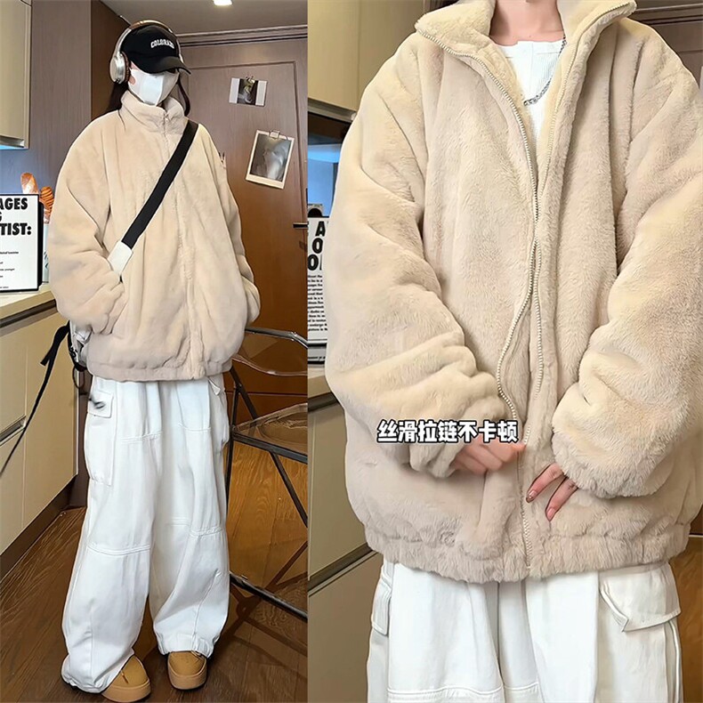 仿兔毛棉衣D2660-TP60128日系休闲多色可选宽松立领保暖棉服,男装棉衣,电商A102