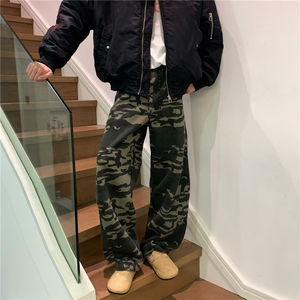 KZ116-尺码S-3XL-P45-X80-美式复古迷彩针织卫裤宽松弯刀休闲裤图片