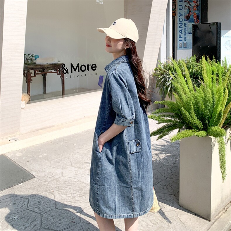 《现货新品》港风牛仔翻领宽松连衣裙,女装连衣裙,MQ