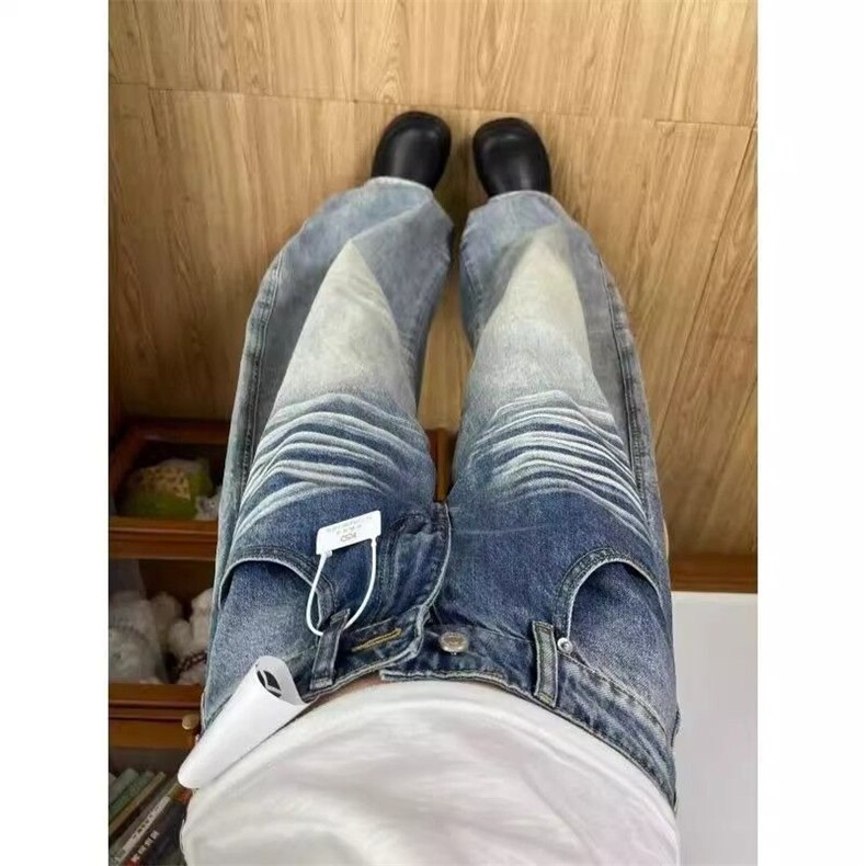 美式复古弯刀牛仔裤女秋季2025新款低腰宽松直筒阔腿梧桐镰刀裤子,男装牛仔裤,星座506A