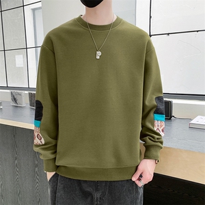 M-8XL秋季大码胖男生时尚休闲圆领拼接印花卫衣男 49图片