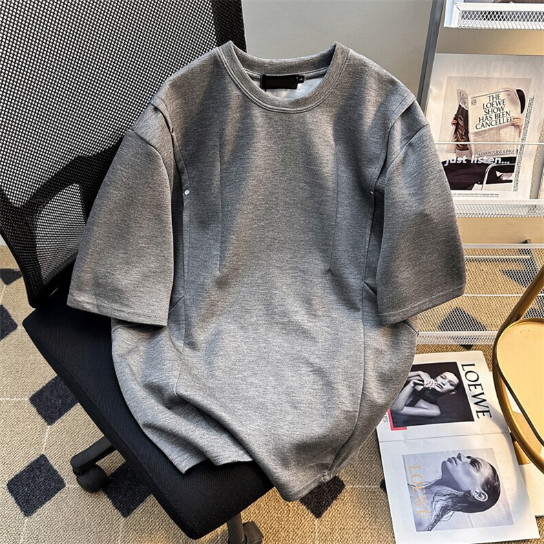 美式复古圆领短袖T恤男女夏日宽松棉上衣服T0511-P35图片