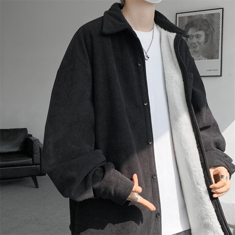 8XL-M加绒灯芯绒衬衫大码复古秋冬翻领上衣外套CS9001/P58加绒68,男装衬衫,电商B238