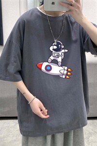 YT26158-P30 亚短袖t恤男大码五分袖男宽松七分袖 港风模特图片