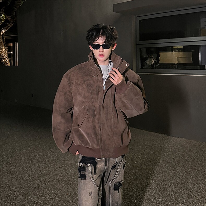 405A美式复古飞机扣设计皮衣短款棉服MY25812-特批100控178，男装皮衣，星座405A