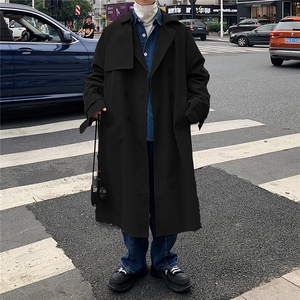 1港风休闲中长款风衣大码M-5XL潮流帅气英伦风男外套7668P90控118图片