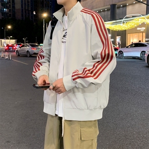 立领开衫夹克男2026新款拉链卫衣条纹运动休闲外套JK02567-P75图片