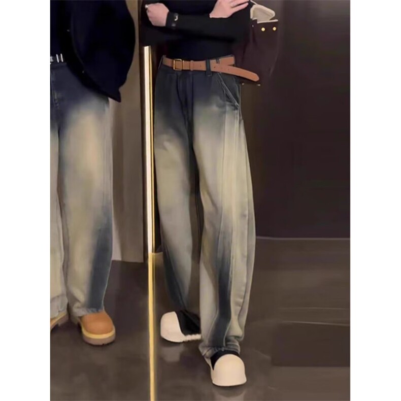 网络图现货水洗休闲牛仔裤男女宽松直筒休闲裤落地裤RCRB92-P70,男装牛仔裤,星座1005-6