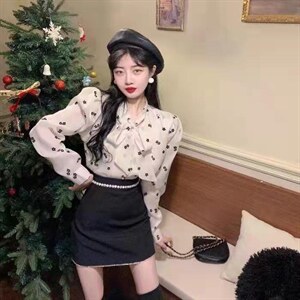 早夏飘带植绒印花小衫，其它，格瑞琪