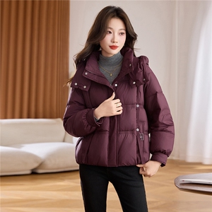 现货。白鸭绒羽绒服女2025冬季新款短款羽绒服外套女加厚图片