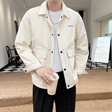 2025秋季社会小伙风翻领休闲百搭外套潮流印花夹克男JK128-P110，男装夹克，电商A413