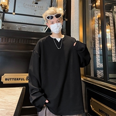 量大优供视频港风摆拍大码V领长袖T恤男XH81-特p25，男装T恤，电商B367