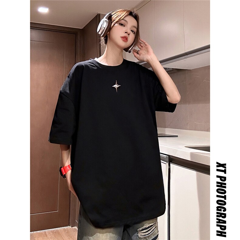 1中性风可拆卸四芒星装饰多色大码潮流短袖T恤男DT77783P16块特价，男装T恤，星座226-2