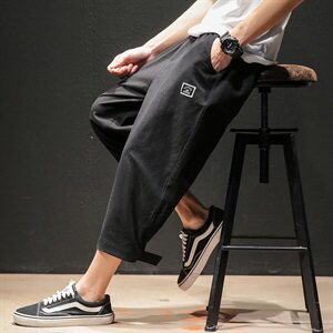 2021夏季新马切达大码日系男休闲裤魔术贴亚麻七分裤K375-P35图片