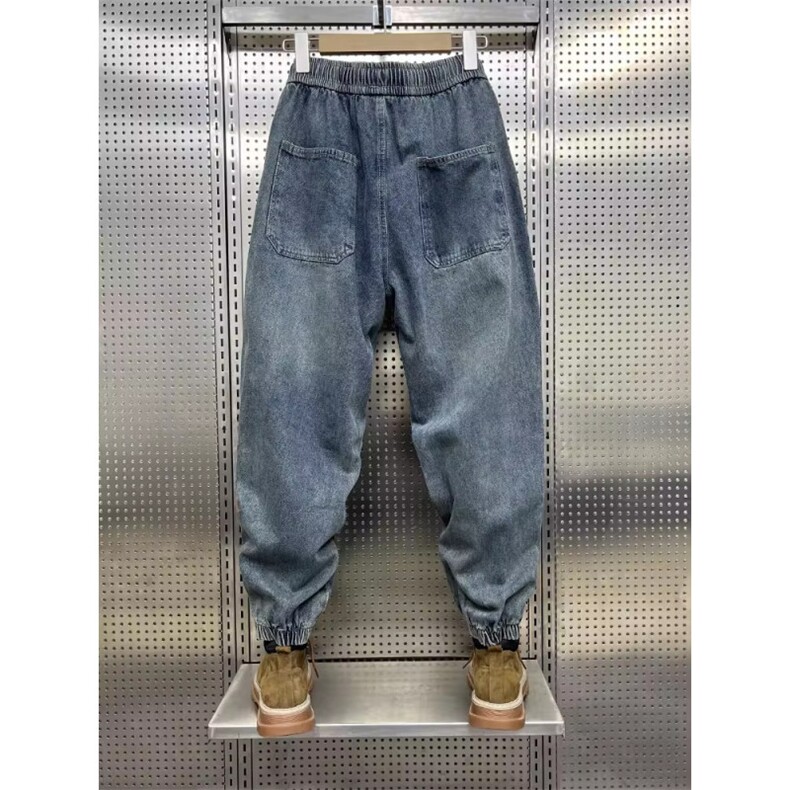 1506-1/KT11841/P49潮流男士秋冬新款浅蓝色牛仔裤百搭松紧腰束脚,男装牛仔裤,星座1506-1