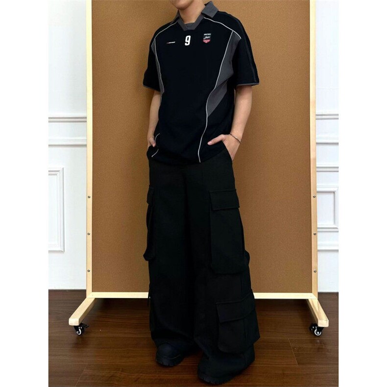 夏季新品美式球衣运动衣服翻领POLO衫男宽松短袖,男装T恤,星座410-7