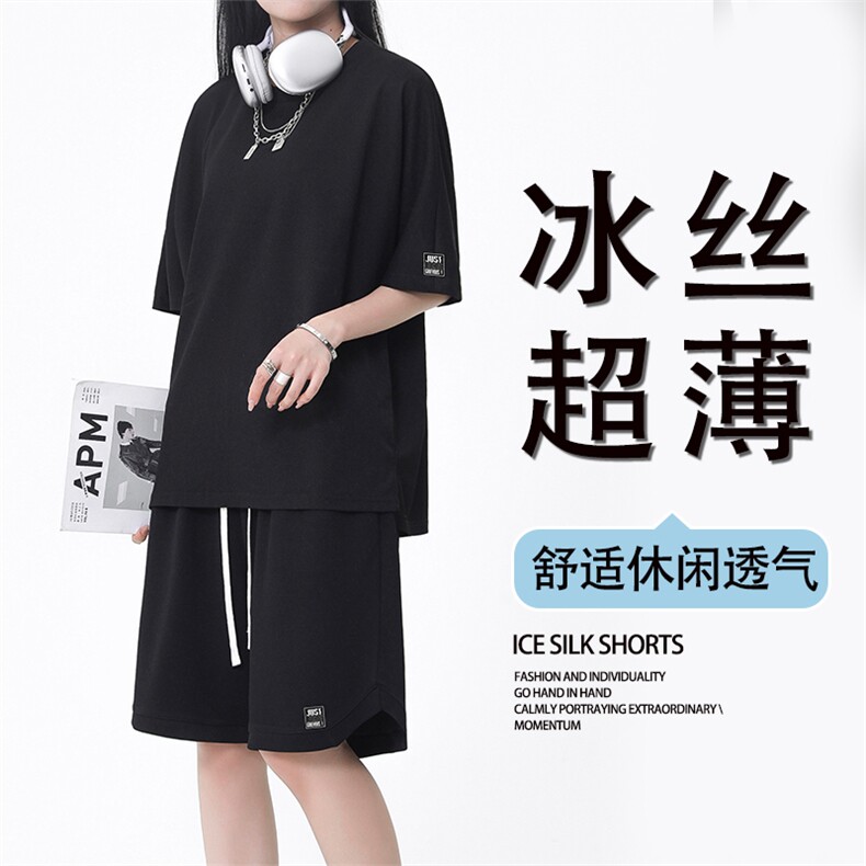 时尚清爽夏季薄款垂顺短袖短裤套装TZ13-特批70,男装休闲套装,星座718