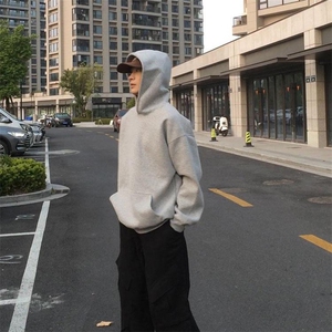 抖音得物二开 26春装美式高街短款廓形连帽卫衣男女外套LM01图片