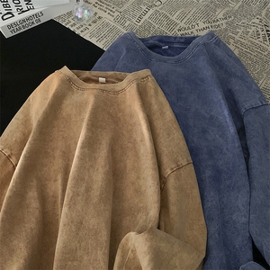 270克重磅美式大码宽松潮流水洗圆领T恤CT81-P35 螺纹袖口 货足图片