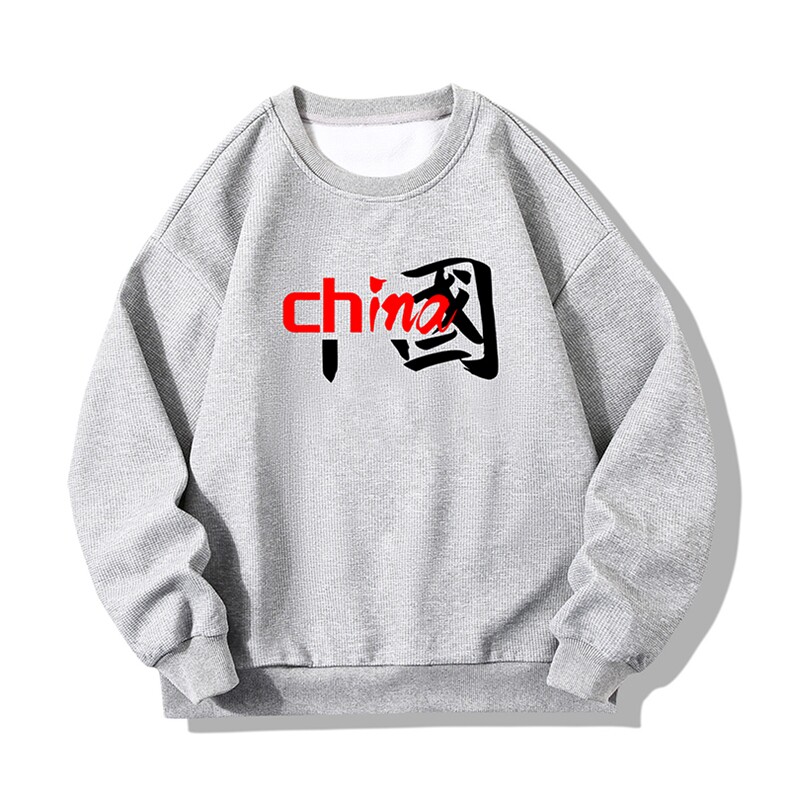 华夫格卫衣圆领卫衣男大码长袖t恤男外套HW76189-P30加绒款-P40,男装卫衣,电商A040