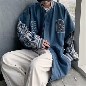 男秋季外套潮牌街头夹克棒球服Y77P40图片