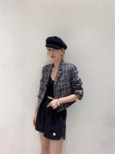 网红炸街复古格纹西装,女装西装,祖玛