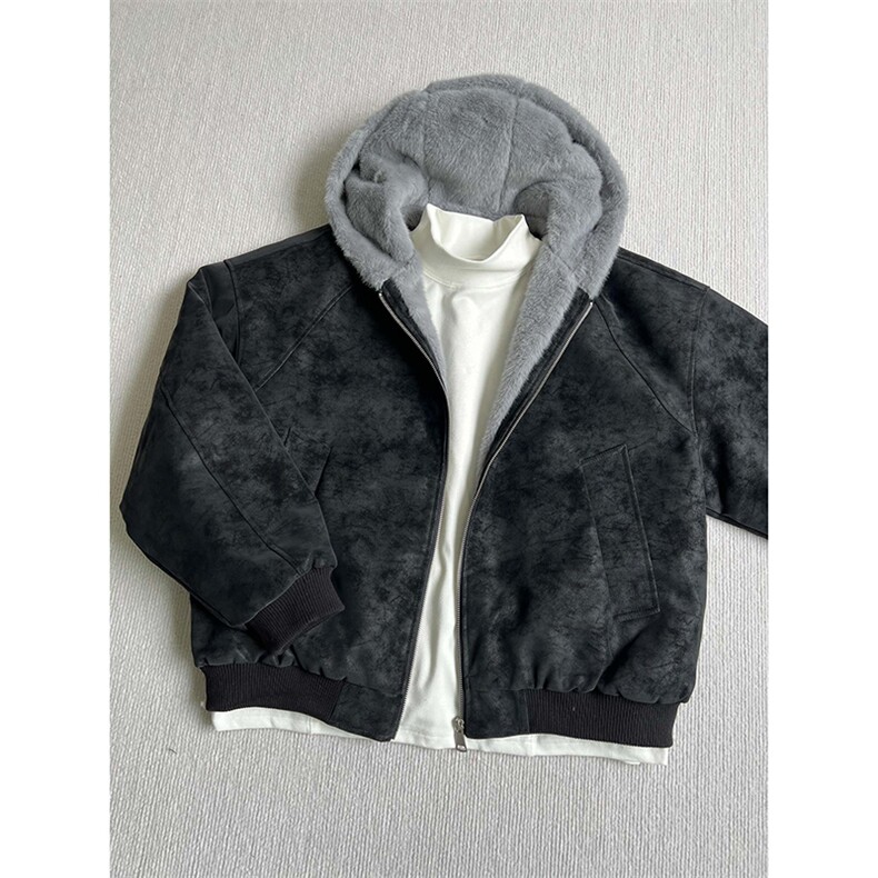 网图冬季加绒加厚荔枝皮座山雕外套男女款毛领棉衣-A2363P98,男装棉衣,电商B241