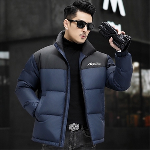 90%白鸭绒中年羽绒服夹克男士立领青年面包服羽绒服外套大衣图片