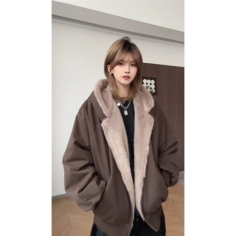 两面穿现货重磅短款座山雕棉衣男女双面穿毛毛绒棉服加厚外套,男装棉衣,电商A486