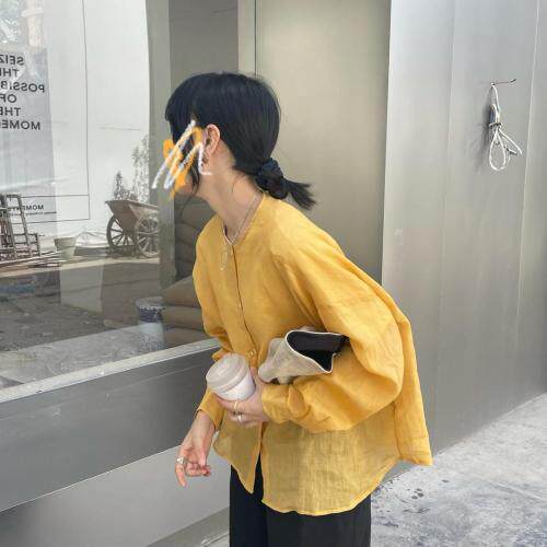 微透感细扣长袖上衣，其它，Vase