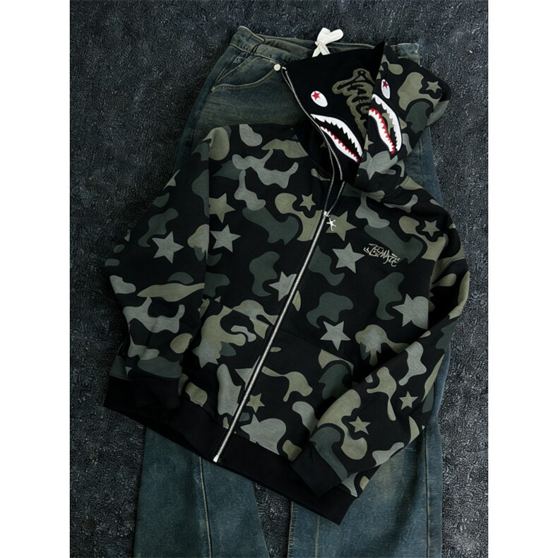 现货特P45美式迷彩鲨鱼情侣卫衣~XZ610A-W8805，男装卫衣，星座610A