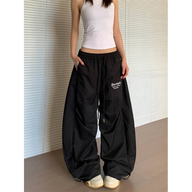 【有货】K2025CC-特P48褶皱弯刀裤子男女松紧腰拖地香蕉裤，男装休闲裤，星座1007（原301D）