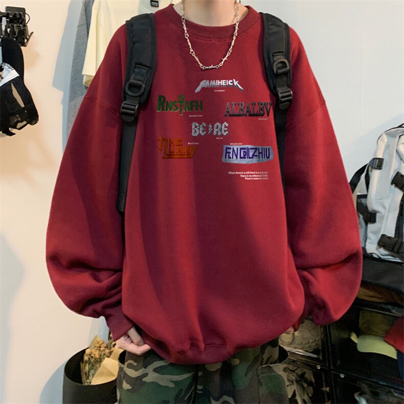 ！圆领卫衣男装港风长袖T恤男外套男WY163-P28,男装卫衣,电商B367