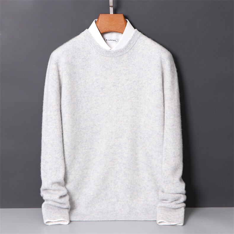 2025年秋季新款百搭男士传书圆领长袖加厚保暖羊毛衫，男装羊毛衫，迅太羊绒